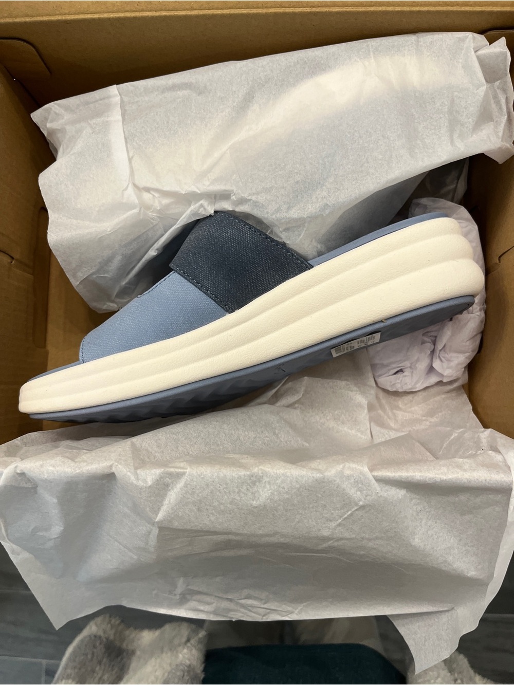 Clarks Cloudsteppers Two-Buckle Slide Sandal in Blue and Navy size 7M - Picture 4 of 4